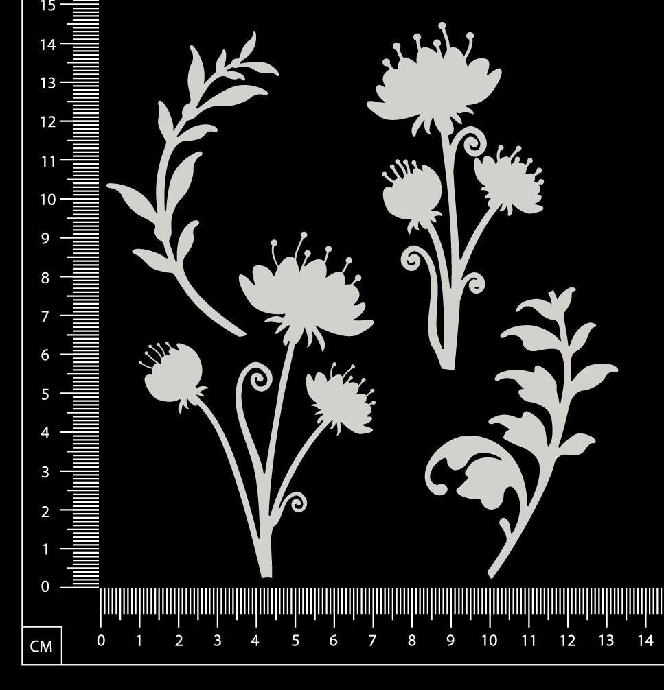 Flowers and Foliage - B - Small - White Chipboard