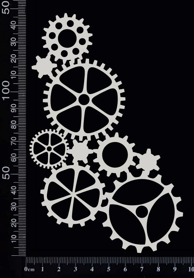 Gear Cluster - B - White Chipboard