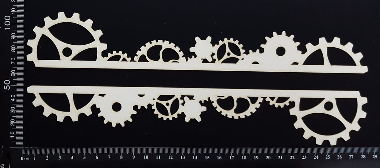 Gear Borders Set - A - Large - White Chipboard