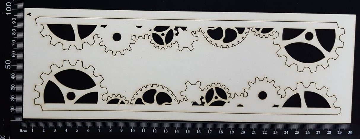 Gear Borders Set - A - Large - White Chipboard