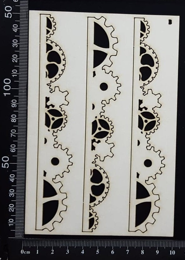 Gear Borders Set - B - Small - White Chipboard