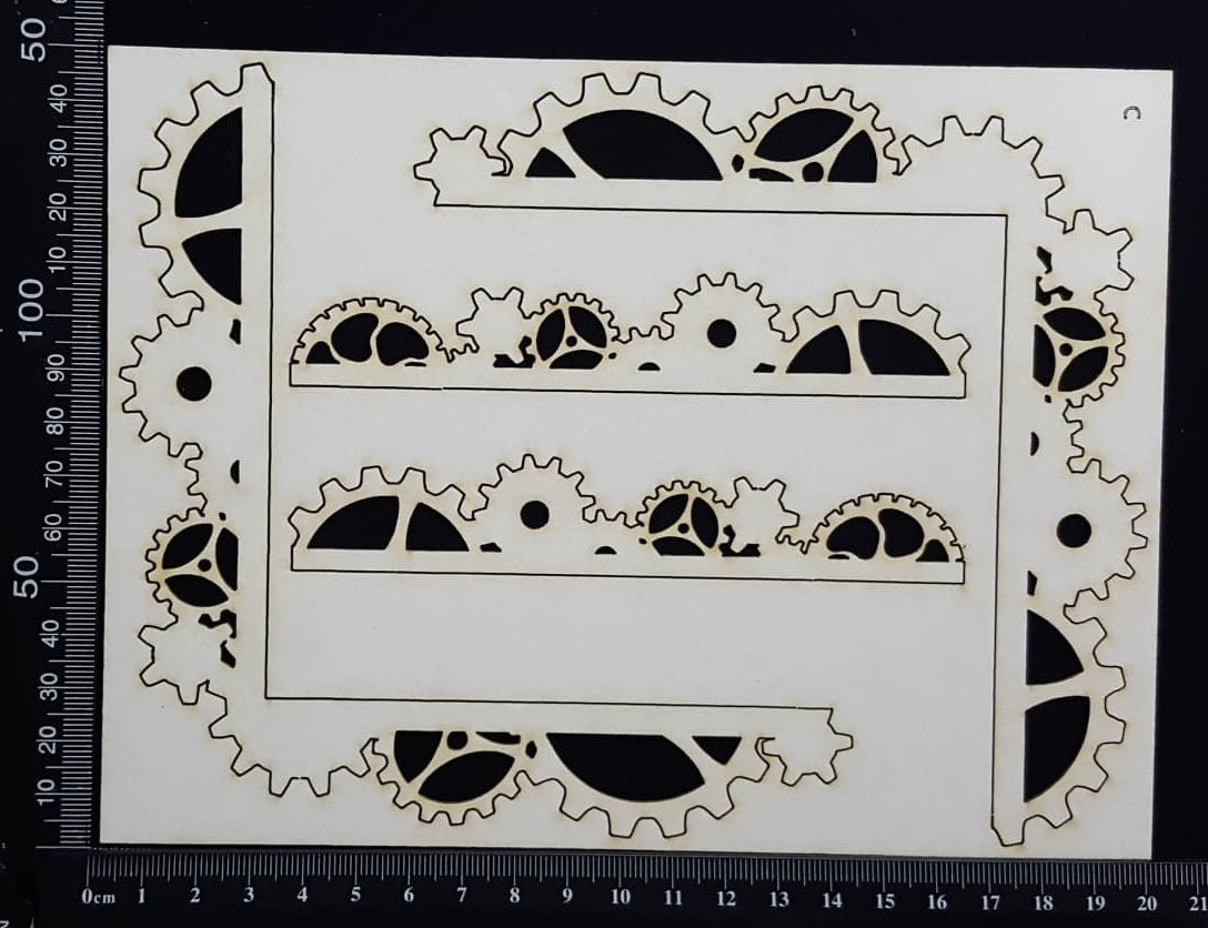 Gear Corners Set - C - White Chipboard