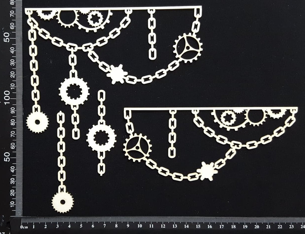 Gear and Chain Borders - B - White Chipboard