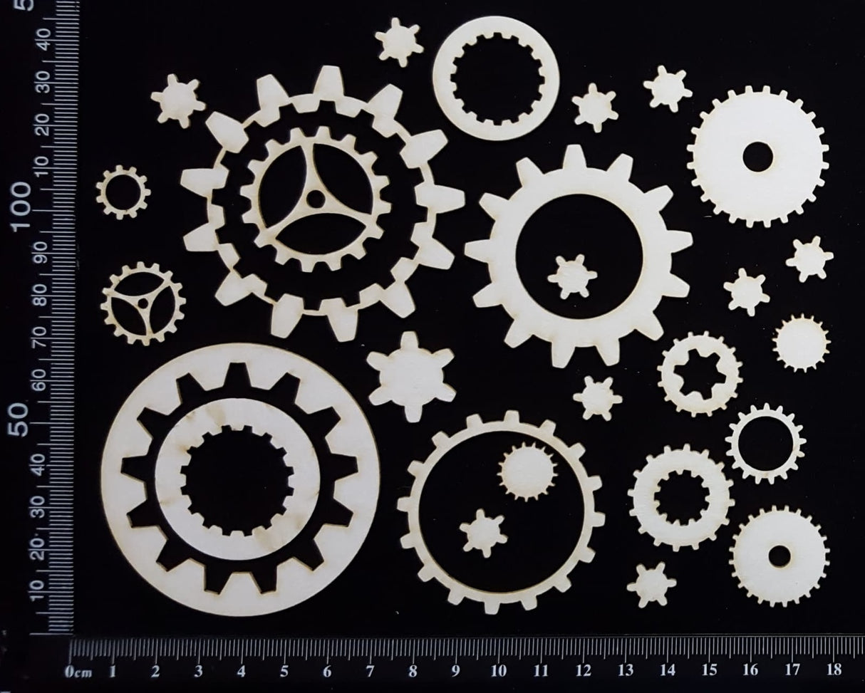 Gears Set - B - White Chipboard