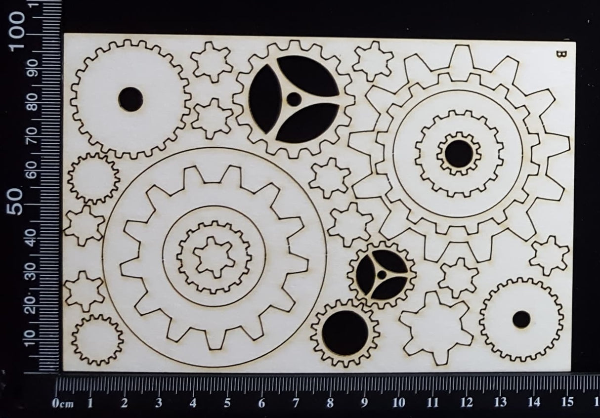 Gears Set - B - White Chipboard