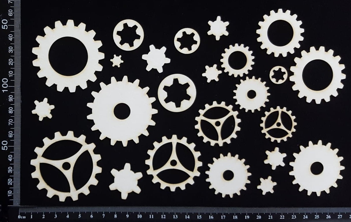 Gears Set - D - White Chipboard