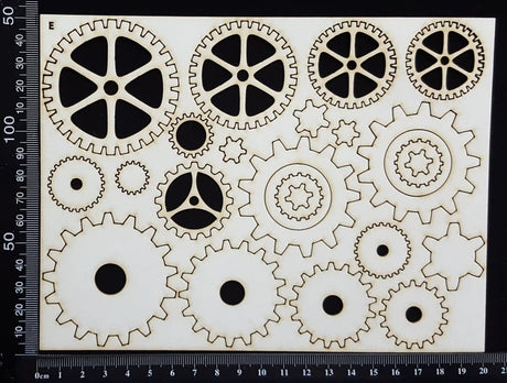 Gears Set - E - White Chipboard