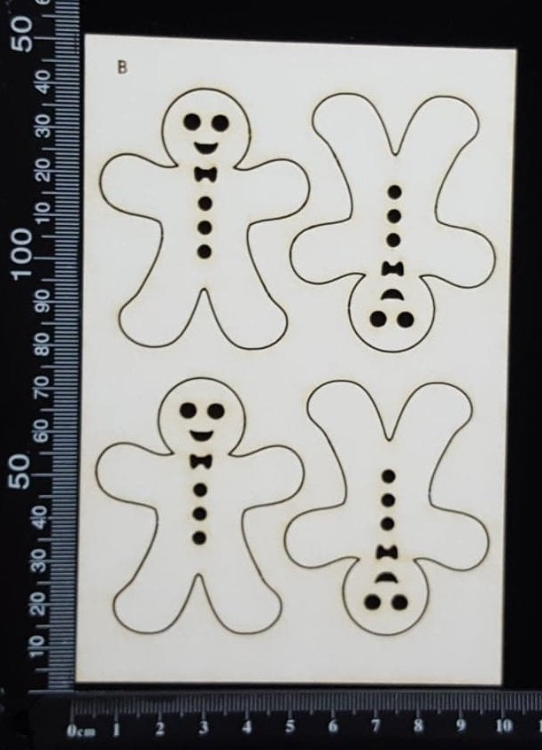 Gingerbread Man Set - B - White Chipboard