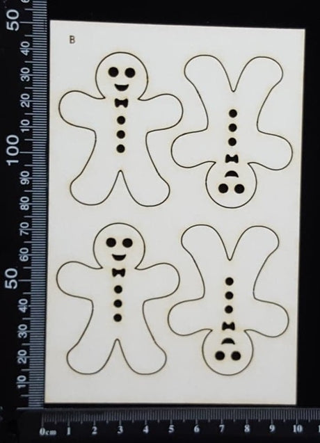Gingerbread Man Set - B - White Chipboard