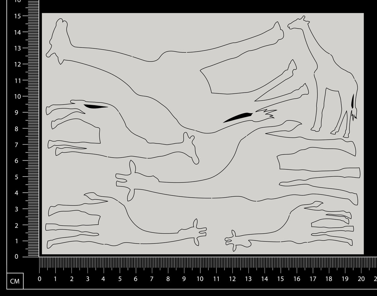 Giraffe Set - A - Large - White Chipboard