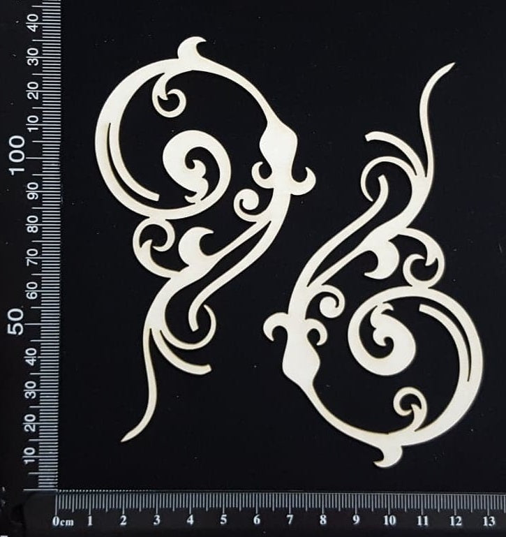 Gracie Flourish Set - B - White Chipboard