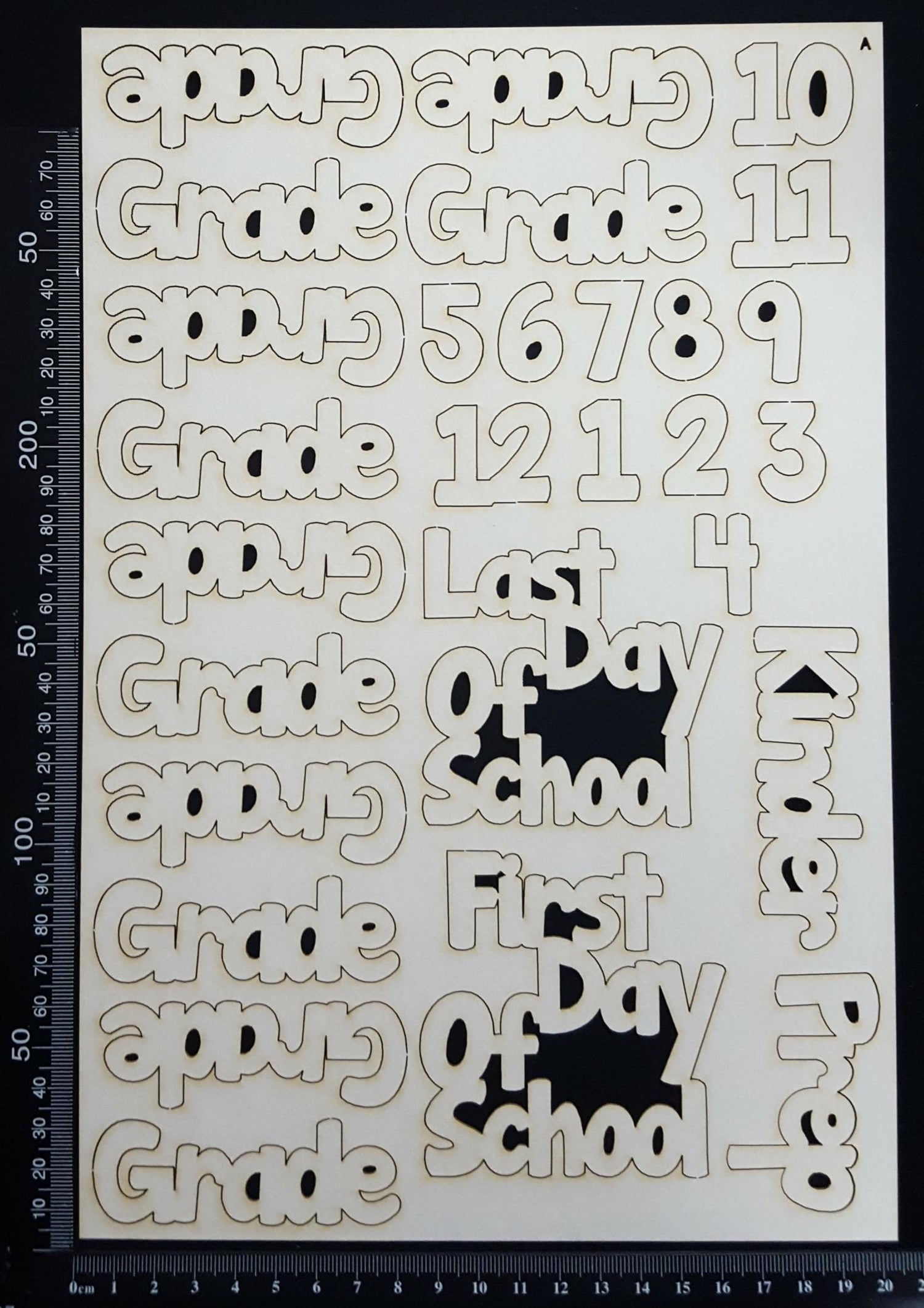 School Elements - Set A - Grades - White Chipboard