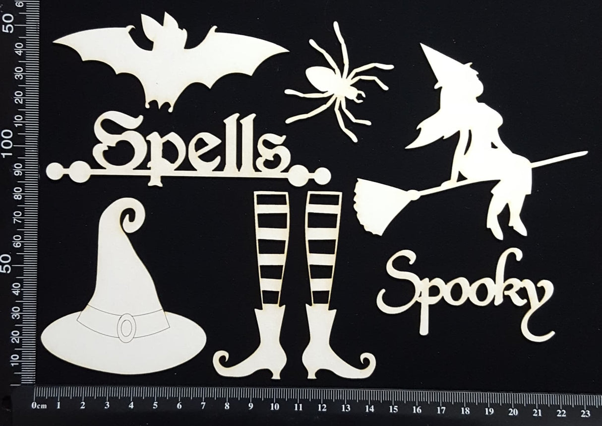 Halloween Elements Set - B - White Chipboard