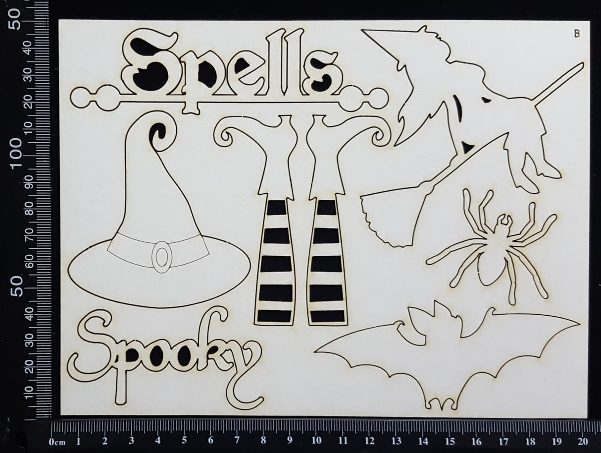 Halloween Elements Set - B - White Chipboard