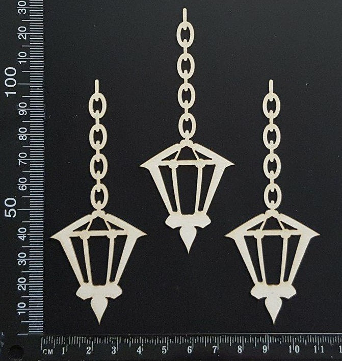 Hanging Lamps Set - B - Small - White Chipboard