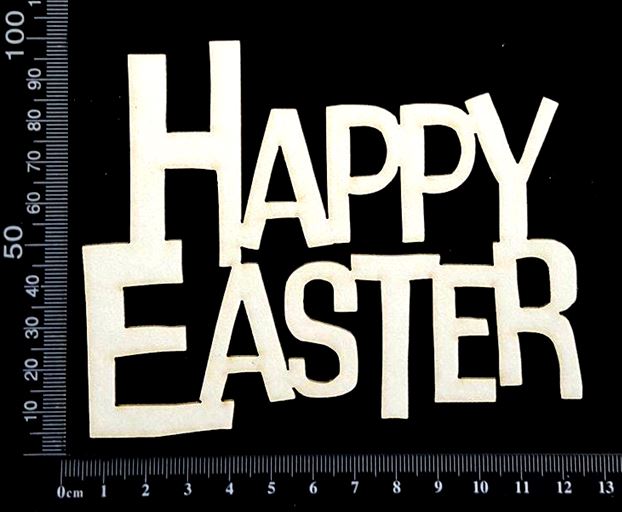 Happy Easter - C - Large - White Chipboard