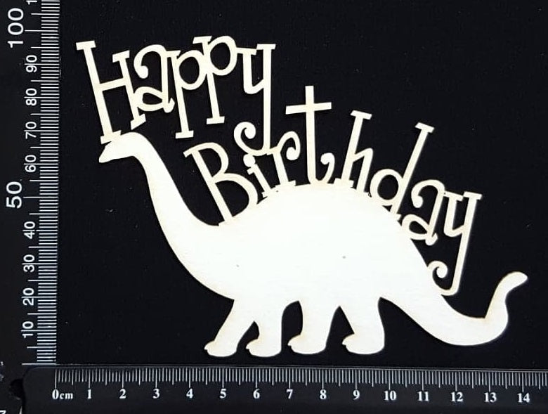 Happy Birthday Dinosaur - White Chipboard