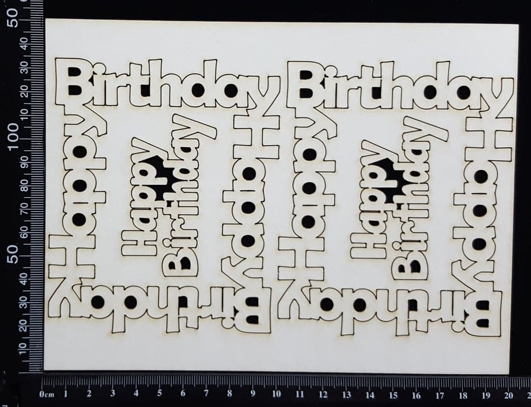 Happy Birthday Frame Set - A - White Chipboard