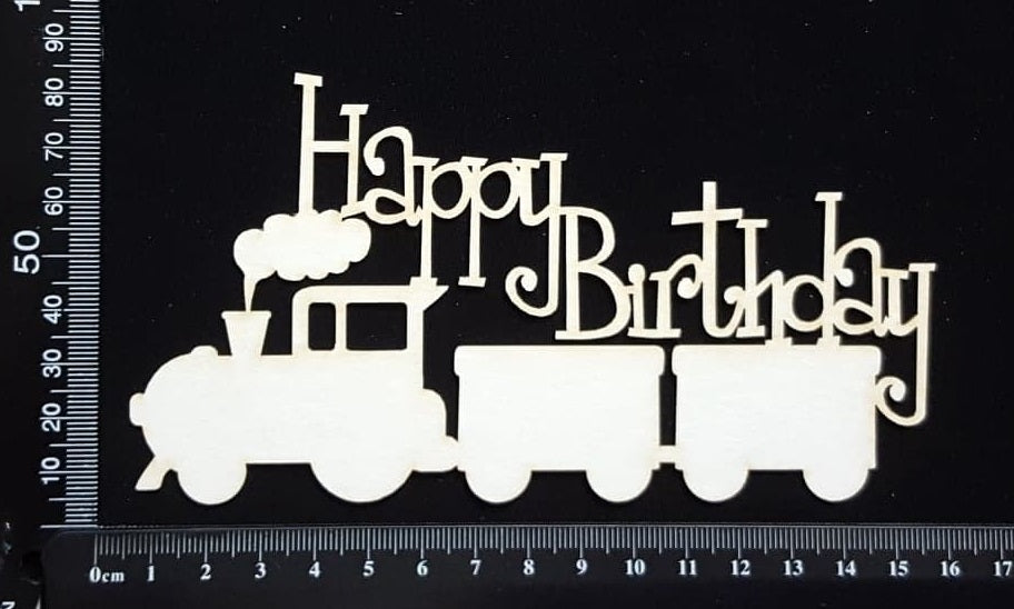 Happy Birthday Train - White Chipboard