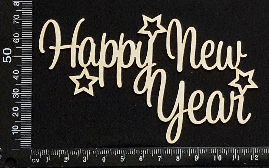 Happy New Year - White Chipboard