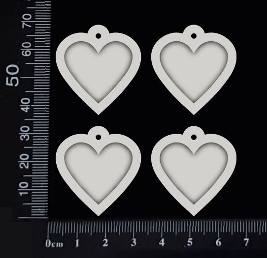 Heart Charms - White Chipboard
