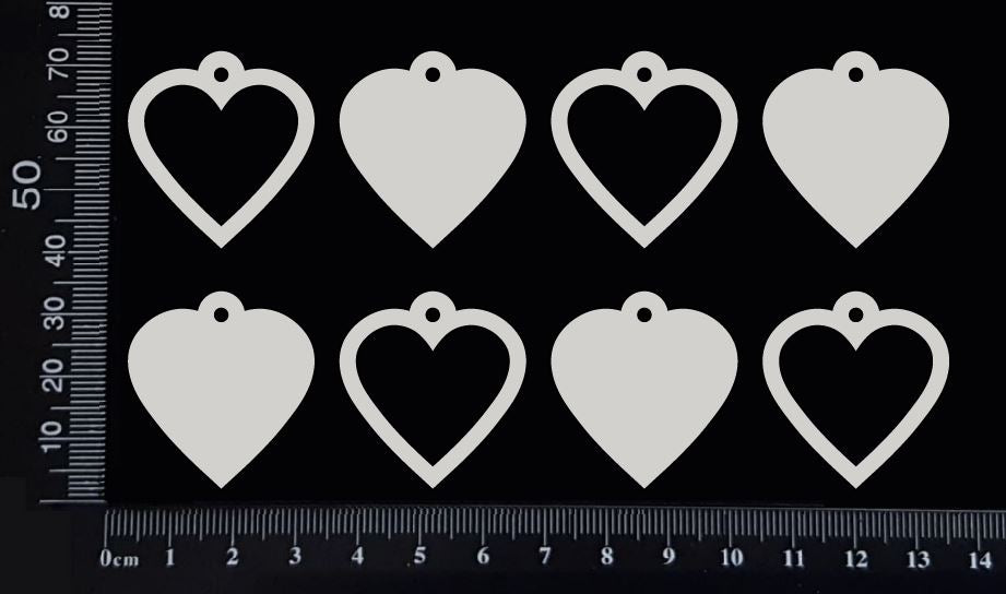 Heart Charms - White Chipboard