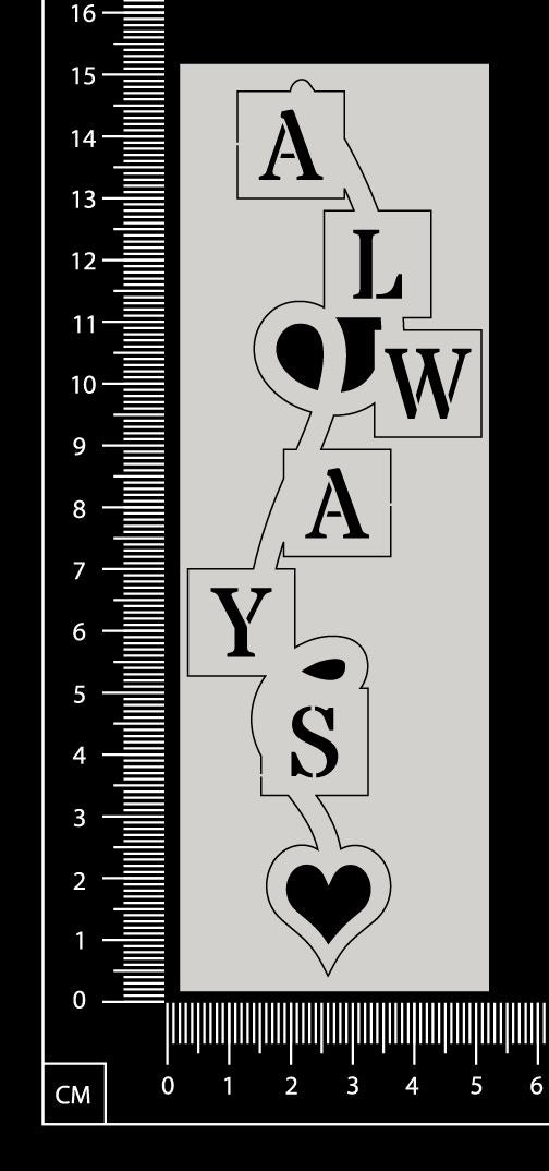 Heart String Word - Always - White Chipboard