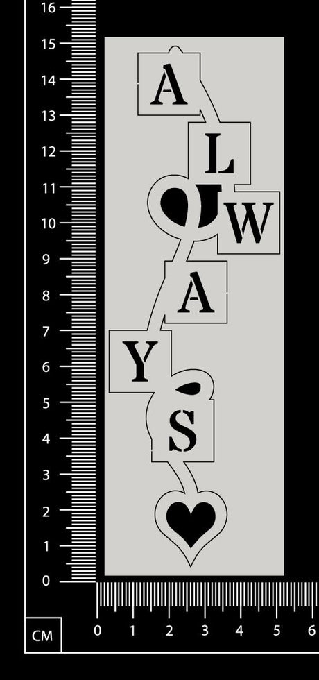 Heart String Word - Always - White Chipboard