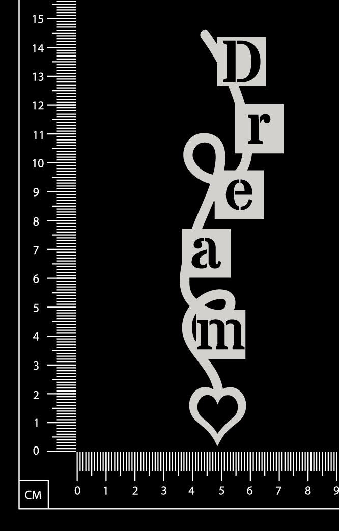 Heart String Word - Dream - White Chipboard