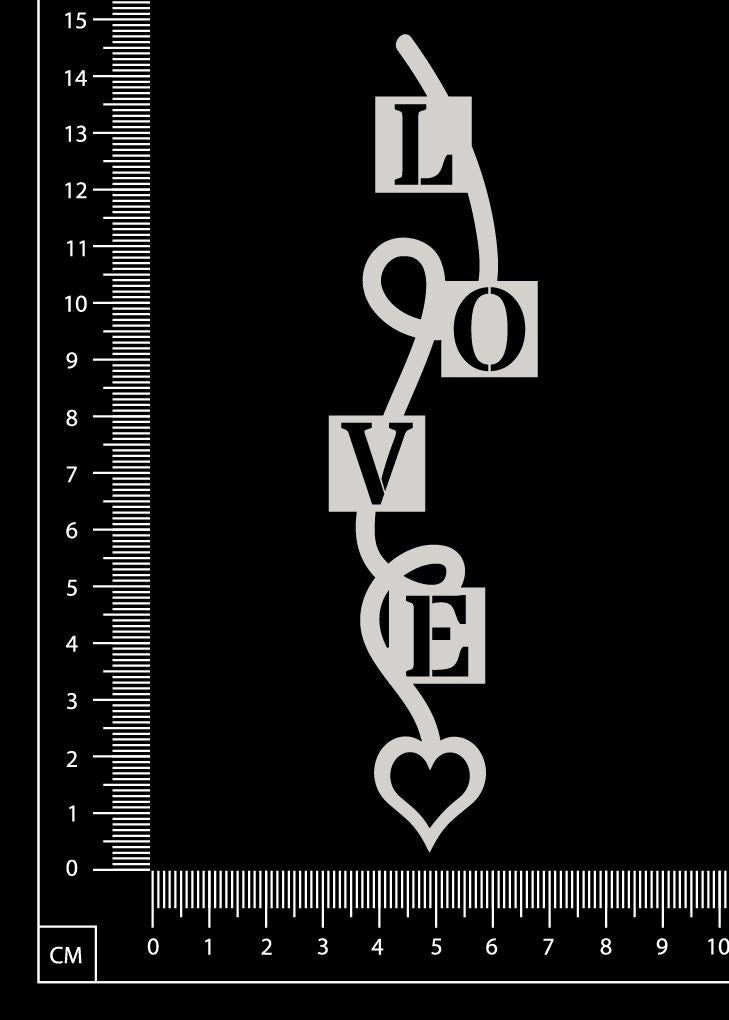 Heart String Word - Love - White Chipboard