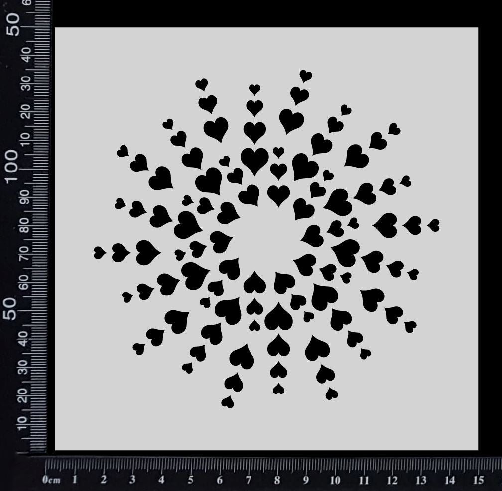 Hearts Burst - Stencil - 150mm x 150mm
