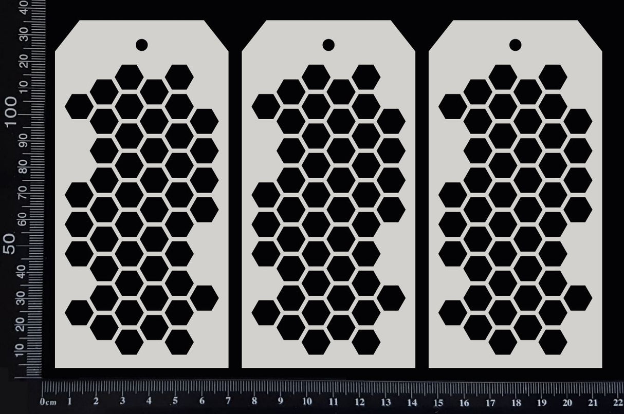 Honeycomb Tags Set - AB - Medium - White Chipboard