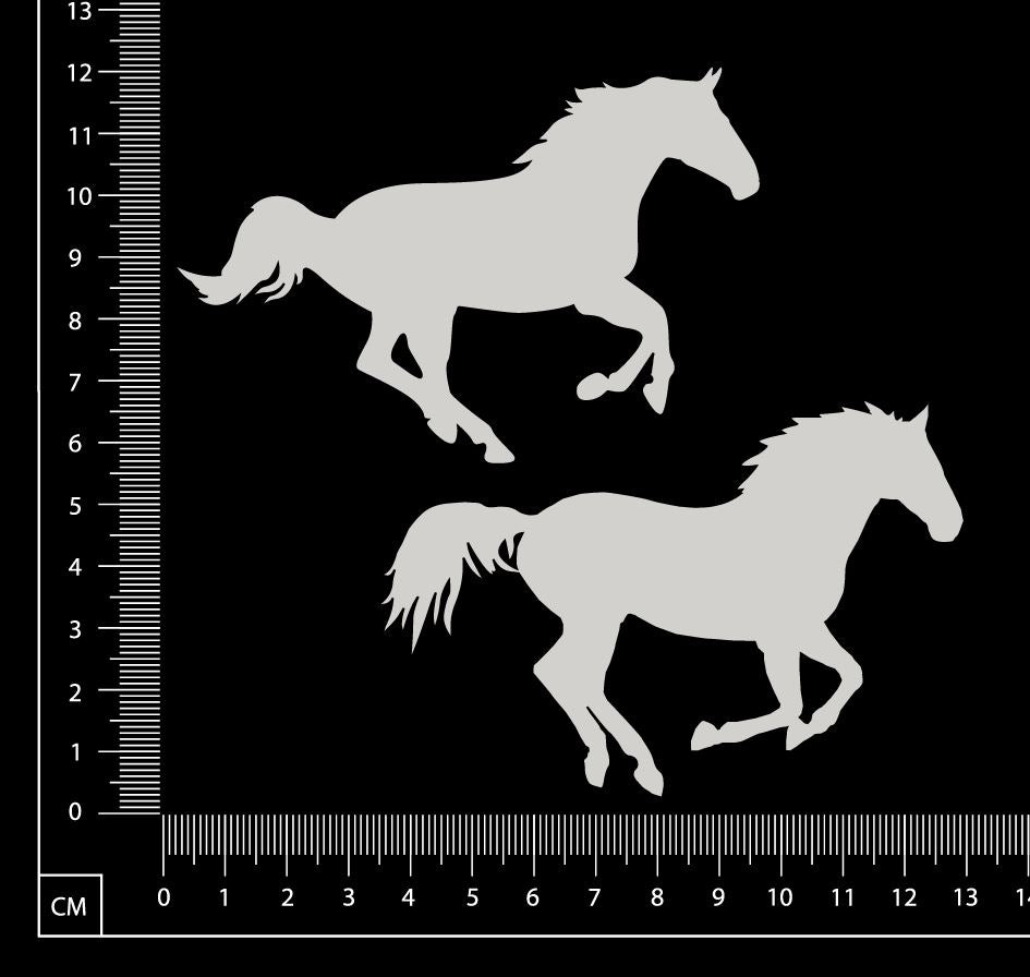Horse Set - B - White Chipboard