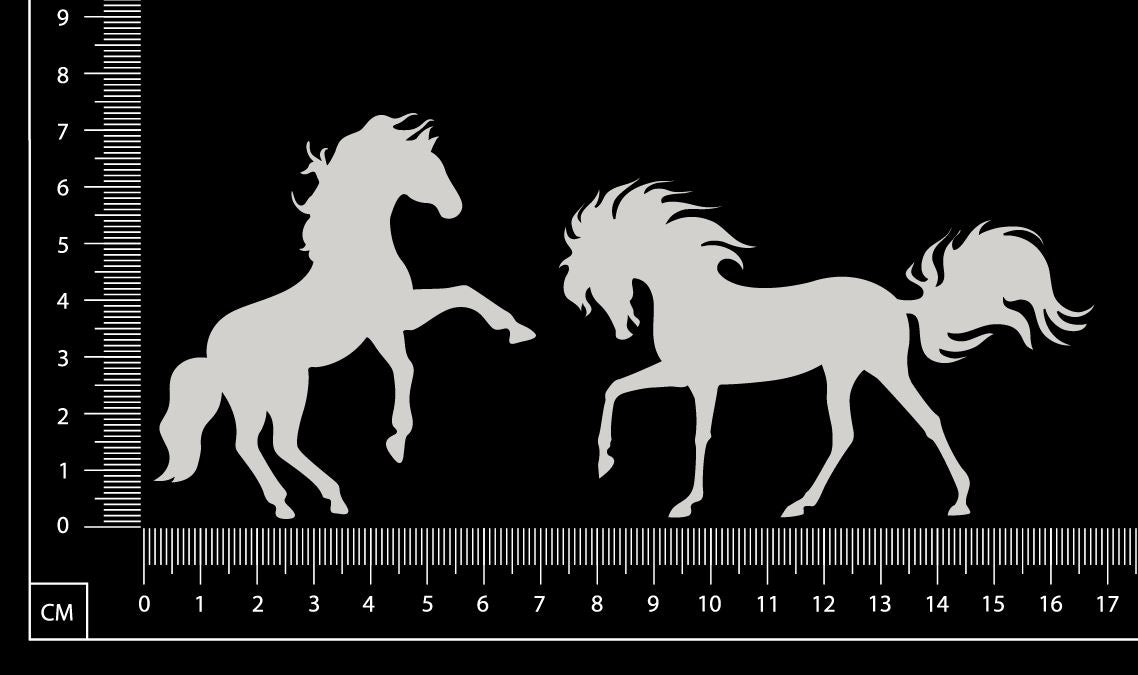 Horse Set - D - White Chipboard