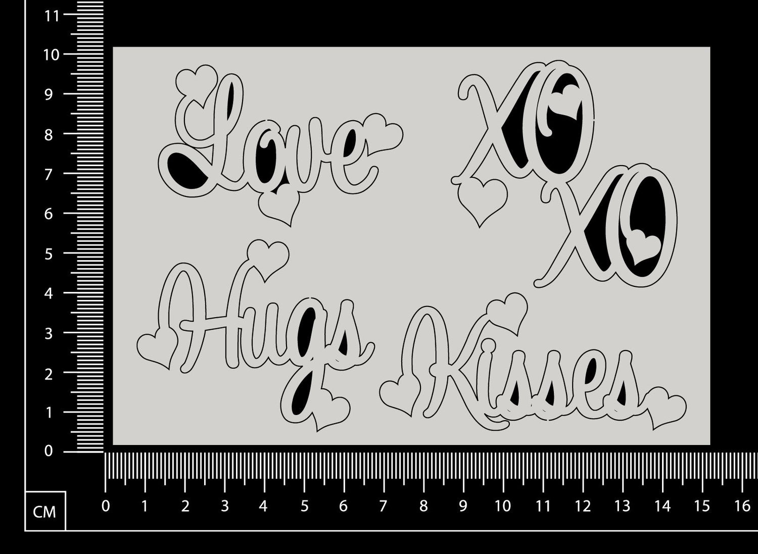 Hugs and Kisses Word Set - White Chipboard