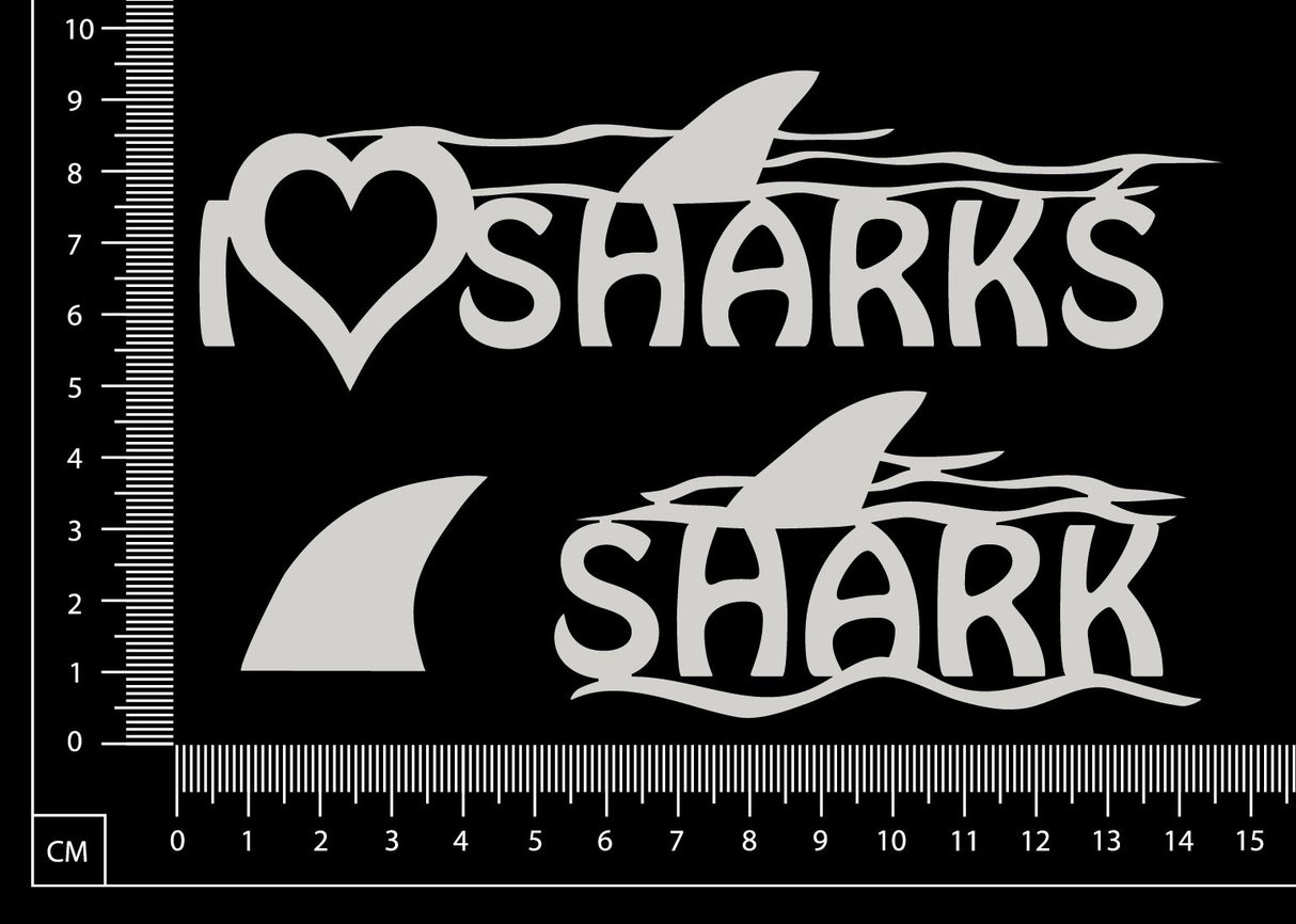 I Love Sharks Set - White Chipboard