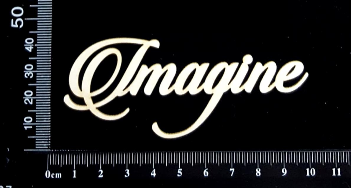 Sandscript Word - Imagine - White Chipboard