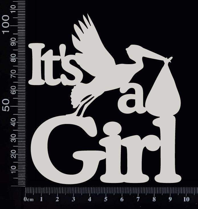 It's a Girl - AA - Large - White Chipboard