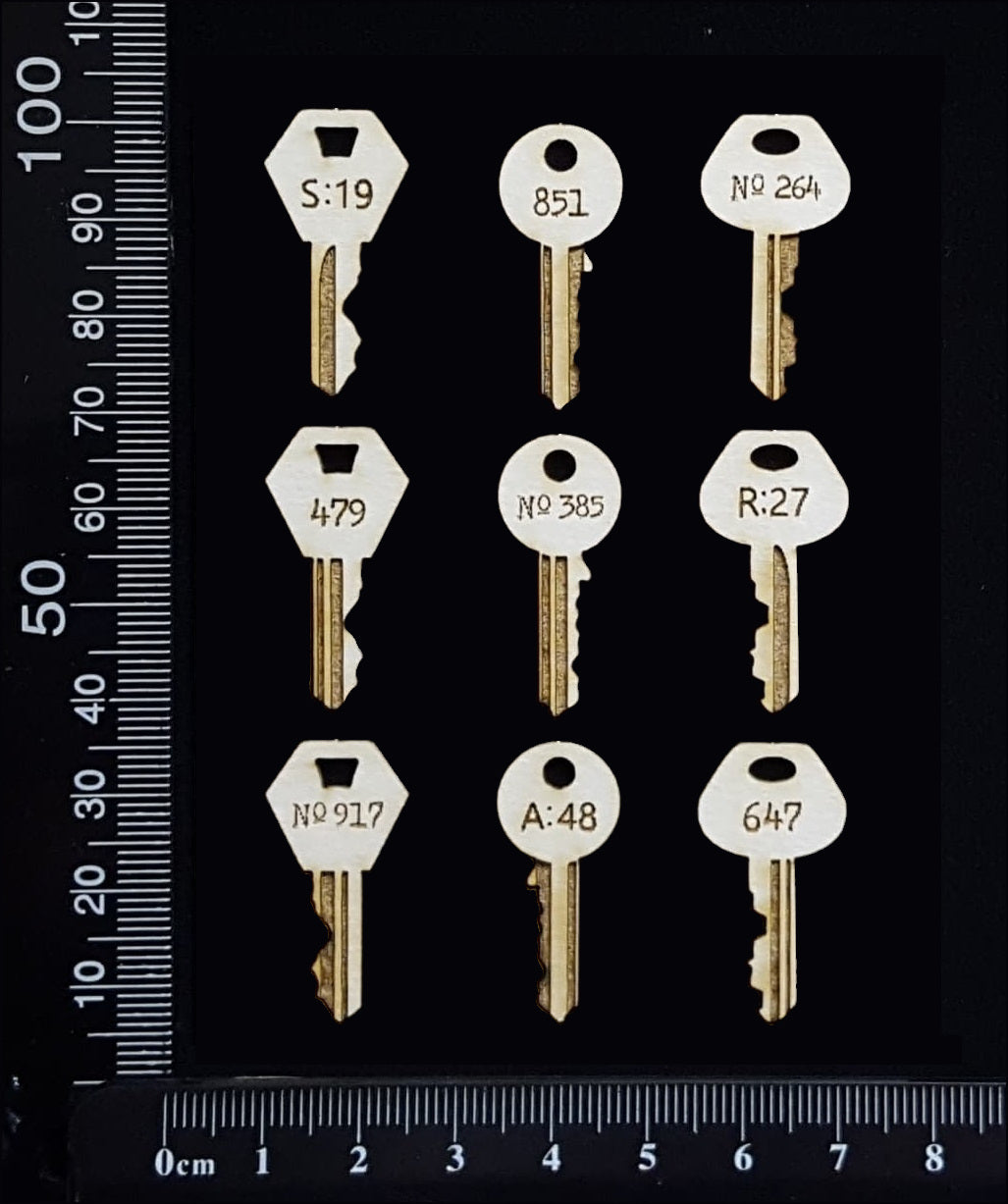 Laser Engraved Keys Set - F - White Chipboard