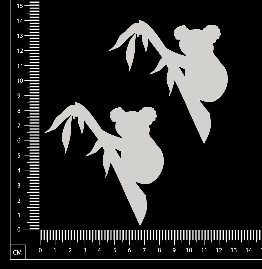 Koala on a Branch Set - White Chipboard