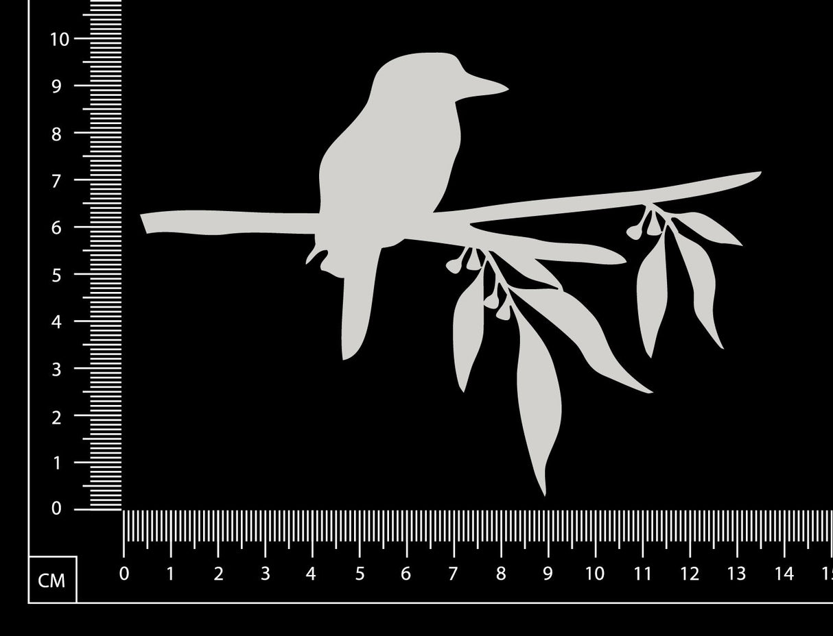 Kookaburra on a Branch - White Chipboard