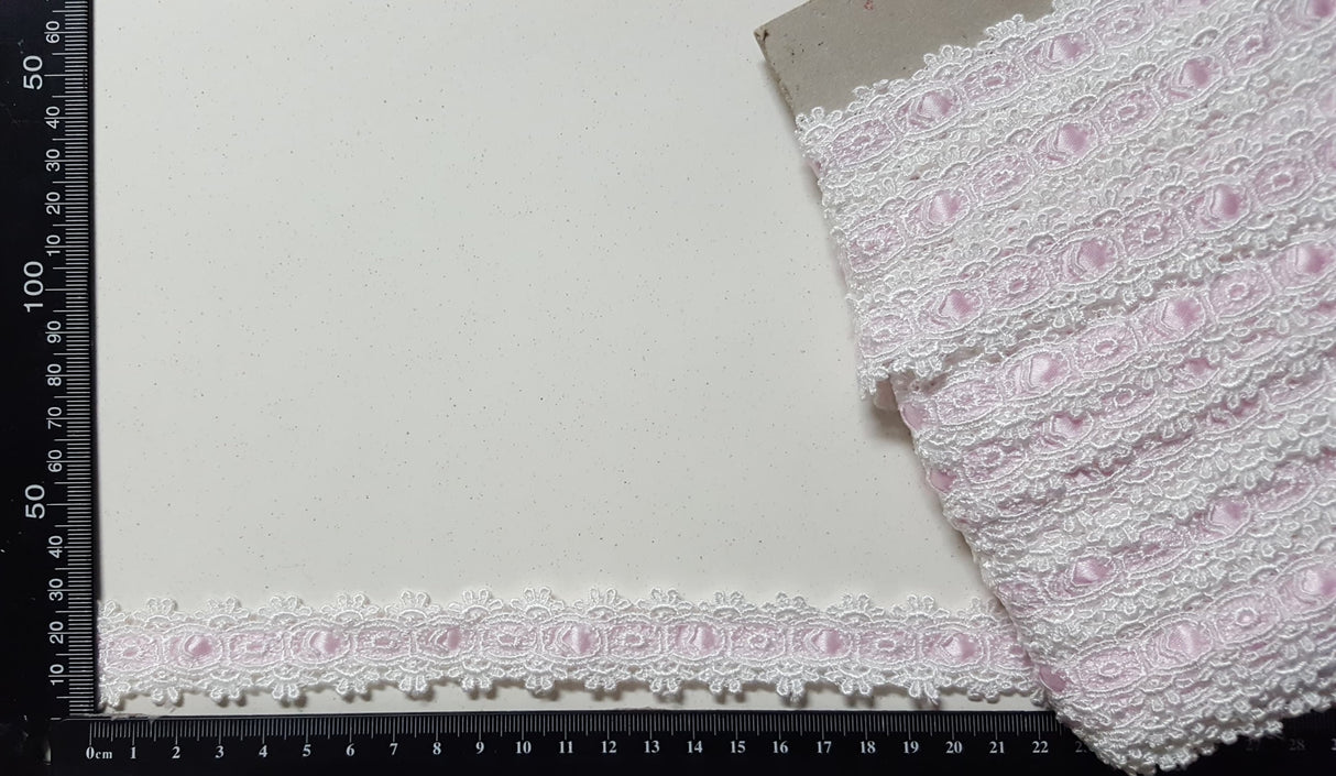 Lace Trim Pack - 4079 - Vintage - Pink Ribbon - 1 Meter