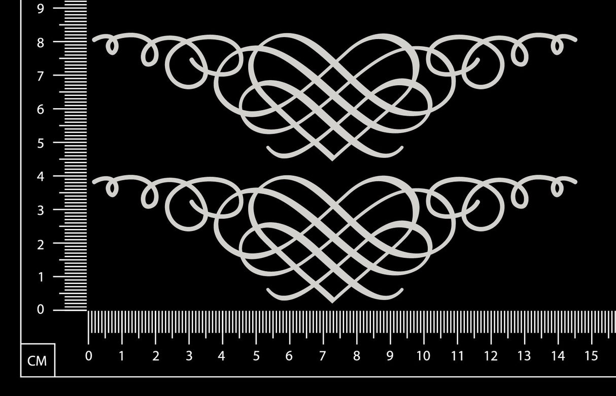 Lace Heart Border Set - B - Small - White Chipboard