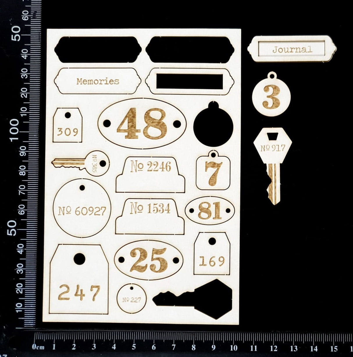 Laser Engraved Mixed Elements - White Chipboard