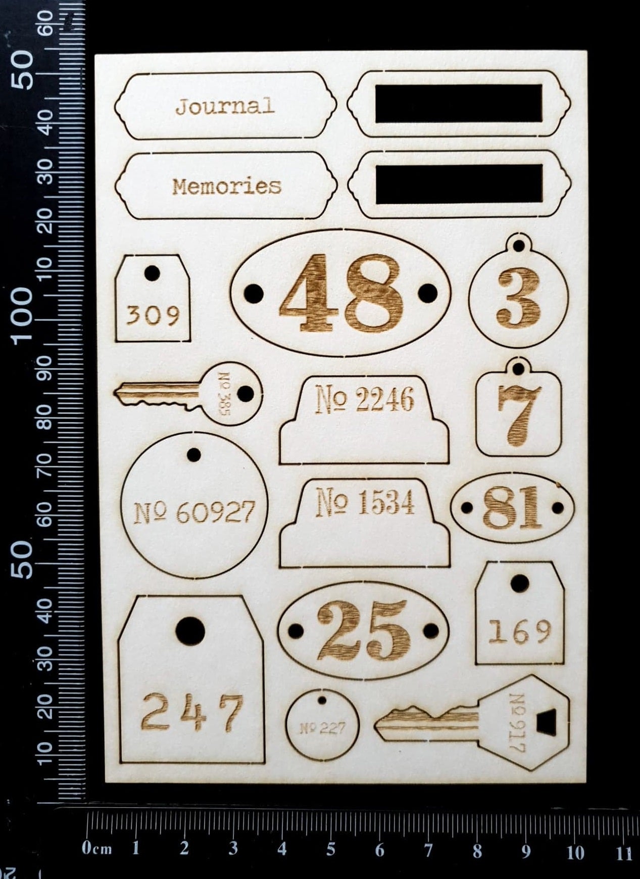 Laser Engraved Mixed Elements - White Chipboard