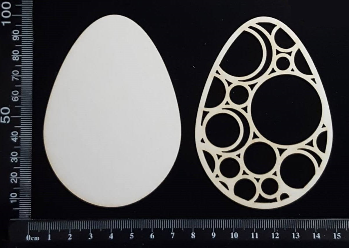 Layered Easter Eggs Set - AB - Large - White Chipboard