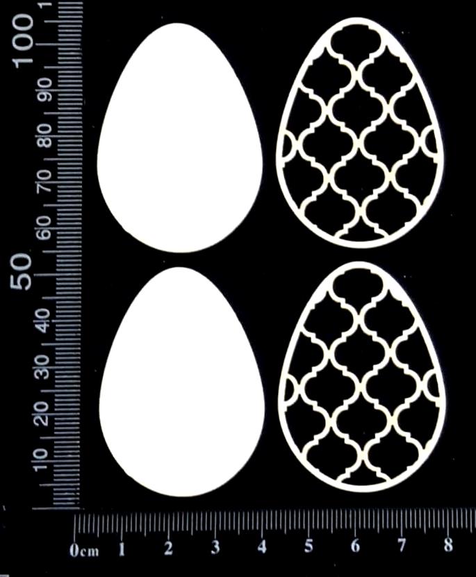 Layered Easter Eggs Set - BD - Small - White Chipboard