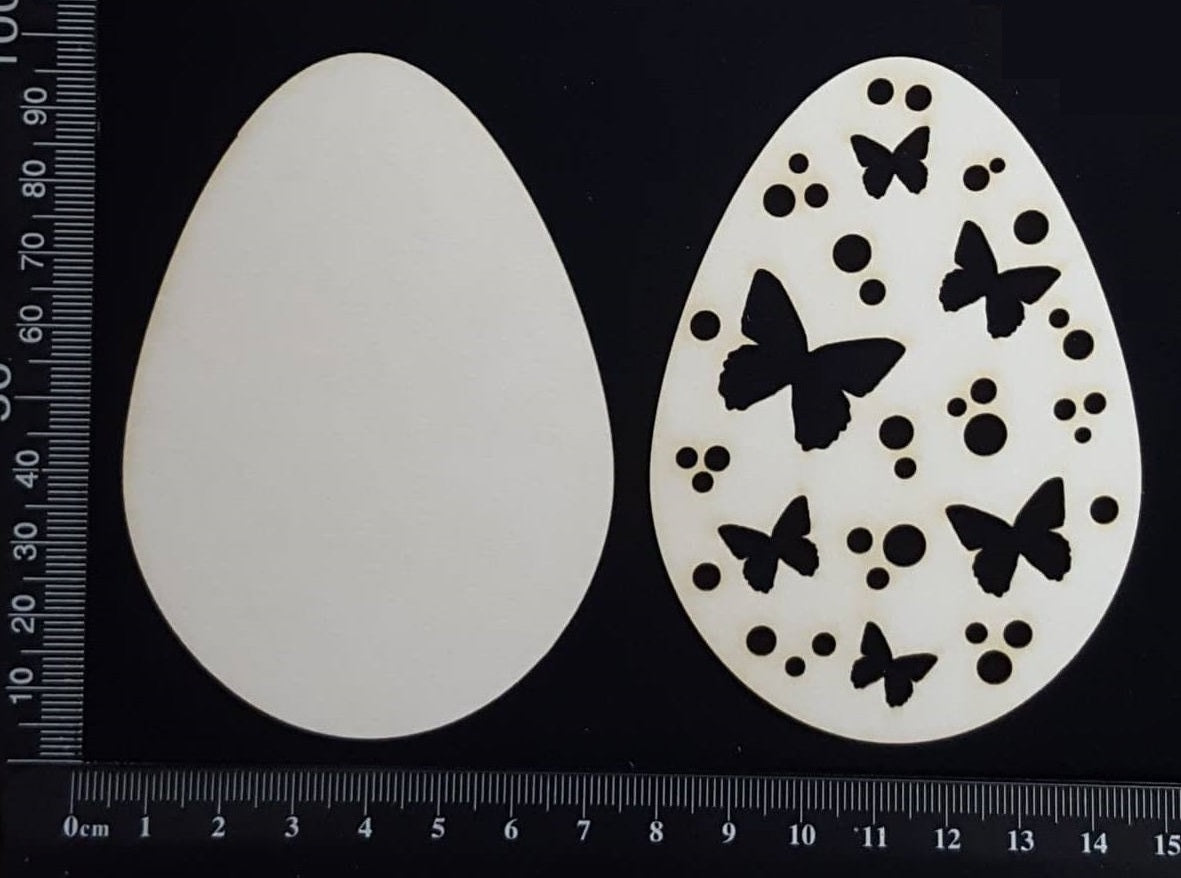 Layered Easter Eggs Set - DB - Large - White Chipboard