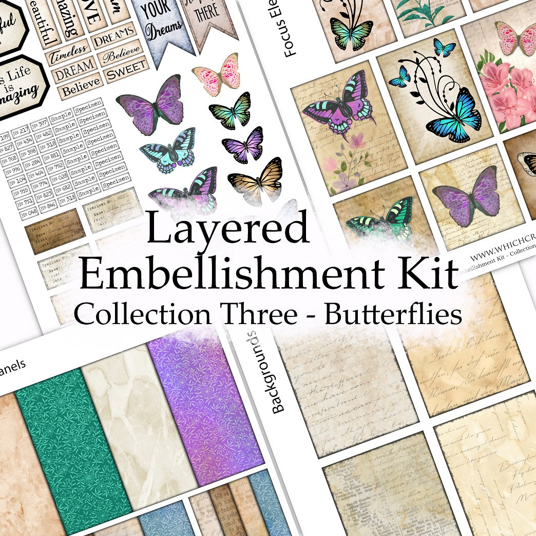 Layered Embellishment Kit - Collection Three - Butterflies - DI-10086 - Digital Download