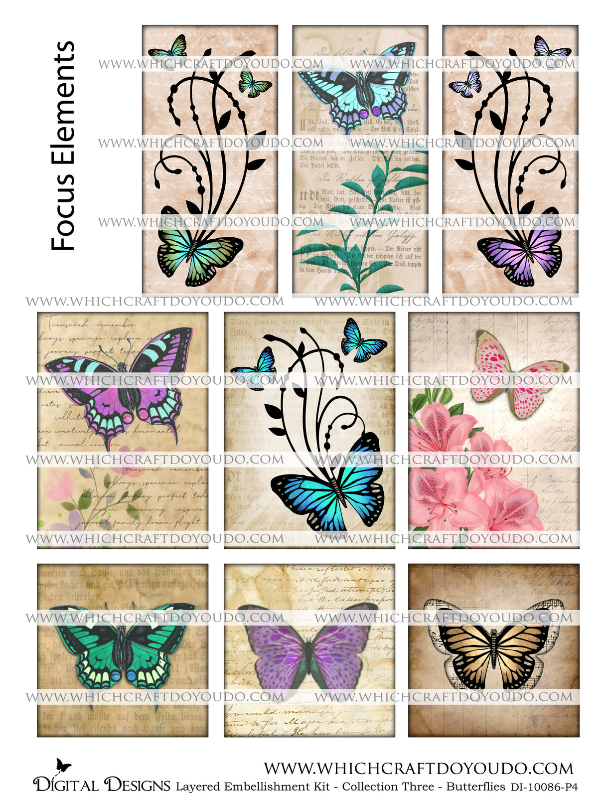 Layered Embellishment Kit - Collection Three - Butterflies - DI-10086 - Digital Download